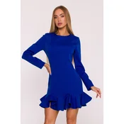 Made Of Emotion Womans Mini dress with ruffles at the hem - royal blue