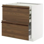 METOD / MAXIMERA Pod.orm.2front/2dnj/1srd/1vis.fiok, bela/Stensta tamnobraon jasenov furnir, 80x60 cm