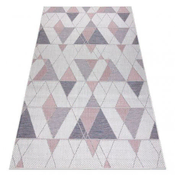 eoshop Preproga SISAL SION Geometrična, Trikotniki 3006 ravnega prepleta ecru/roza ( - Velikost: 70x250 cm)