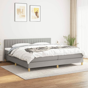 Greatstore Box spring postelja z vzmetnico svetlo siva 200x200 cm blago