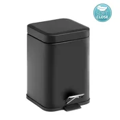 Gedy ARGENTA Koš za Odpadke 3L, Soft Close, Črna Mat, Prostostoječi
