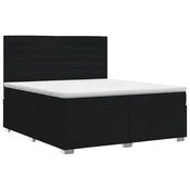 vidaXL Postelja boxspring z vzmetnico Črna 140 x 200 cm Blago
