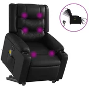 MAISON CHIC Električni masažni fotelj - Relax naslanjač s funkcijo vstajanja črno um. usnje, (22042580)