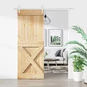 vidaXL Drsna vrata Naravna in bela 80 x 210 cm Masiven borov les