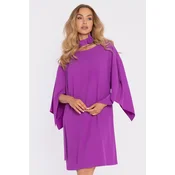 Made Of Emotion Womans Dress with loose sleeves and a decorative belt - lavender