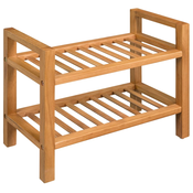 vidaXL Stojalo za Čevlje z 2 Policama Masiven Hrast 49,5x27x40 cm