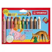 Stabilo woody 3 v 1 - komplet 10 kosov z ostrilom