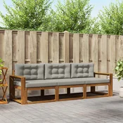 Set vanjskih sofa s jastukom 3 pcs Prirodna i svijetlo siva