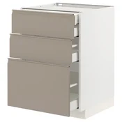 METOD / MAXIMERA Pod.elem.3front/2dnj/1srd/1vis.fiok, bela/Upplöv tamnobež, mat, 60x60 cm