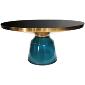 Casa Padrino luxury coffee table black/gold/blue A� 75 x H. 37 cm - Round glass living room table - Living room furniture - Luxury furniture