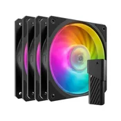 Cooler Master Ventilator za ohišje Cooler Master Mobius 120P ARGB PWM 120mm, 3 Pack + kontroler, črn