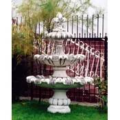 Casa Padrino baroque fountain with decorative lily white/brown A� 129 x H. 175 cm - Magnificent baroque style garden fountain - Round garden decoration stone fountain - Baroque garden decoration