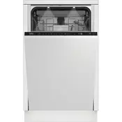 BEKO Ugradna mašina za pranje sudova BDIS38040, 10 kompleta, 8 programa, Bela
