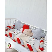 Bubamara037 Set za krevetac sa ogradicom od pletenica, sa lastišom, Šareni