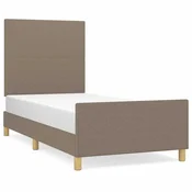 Vidaxl posteljni okvir brez vzmetnice Taupe 90x190 cm Tkanina
