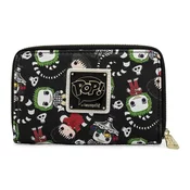 LOUNGEFLY Novcanik Beetlejuice AOP Zip Around Wallet crni