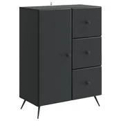 Vidaxl Strani šal s predalom Črna 66 x 34,5 x 90 cm Inženirski les