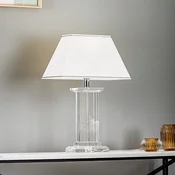 ORION Veronique stolna lampa, široko postolje, bijela/krom - Dnevni boravak/blagovaonica - bijela, prozirna, kromirana - Kristal