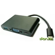 VALUE Value TV zaslon adapter [1x moški konektor USB-C® - 1x ženski konektor VGA\, USB-C® vtičnica (power delivery)\, USB 3.2 gen. 1 vtičnica A (USB 3.0)], (20429462)