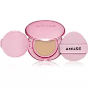 AMUSE Dew Power Vegan Cushion dolgoobstojni tekoči puder v gobici za posvetlitev in zgladitev kože odtenek 03 Honey 15 g