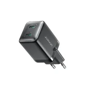 shumee 2x USB-C EU 45W stenski polnilnik - črn
