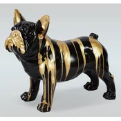 Casa Padrino luxury decorative figure bulldog dog black/gold 89 x H. 68 cm - Resin decorative sculpture - Living room decoration - Luxury decorative animal figure