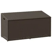 Vidaxl Vrtna škatla rjava 110x50x58 cm poli ratan