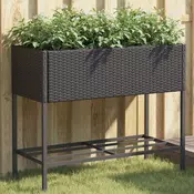 Vrtne sadilice s policom 2 kom crne 90 x 40 x 75 cm poliratan