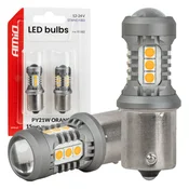 AMIO LED žarnice STANDARD BAU15S PY21W 2x1860SMD 3030 15SMD oranžne 12V 24V -05002