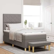 vidaXL vidaXL Box Spring Postelja z Ležiščem in Klopjo Taupe 90x190 cm Tkanina, (22081099)