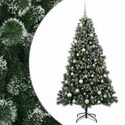 Vidaxl Umetna božična jelka z bučko 180 cm 300 LED Toplo bela