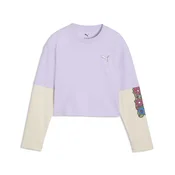 PUMA MID 90s Relaxed Layered Cropped Long Sleeve Tee Youth, Age, Light Lavender, 13-14Y