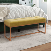 vidaXL Klop gorčično rumena 110x36x45 cm žamet