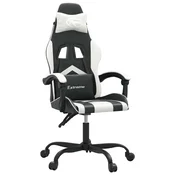 Vidaxl Vrtljiv gaming stol črno in belo umetno usnje