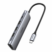 Adapter 5in1 UGREEN Hub USB-C to 3x USB 3.0 + HDMI 4K + USB-C PD 100W (grey)