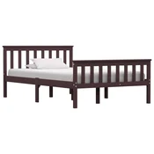 Vidaxl Posteljni okvir temno rjav iz trdne borovine 120x200 cm