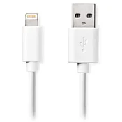 Nedis Kabel za sinhronizacijo in polnjenje / 8-pinski vtič Apple Lightning - vtič USB A/ bel/ v razsutem stanju/ 1 m