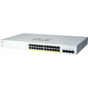 Cisco CBS220-24P-4G Upravljano L2 Gigabit Ethernet (10/100/1000) Podrška za napajanje putem Etherneta (PoE) 1U Bijelo