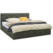 Carryhome OBLAZINJENA POSTELJA 180 cm  x 200 cm , les, tekstil temno siva