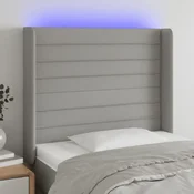 Vidaxl vidaXL Vzglavje postelje z LED svetlo sivo 93x16x118/128 cm blago