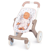 Kočík športový s textilným poťahom Pop Pushchair Natur DAmour Baby Nurse Smoby s otočnými kolesami pre 42 cm bábiku výška rúčky 54 cm od 18 mes SM251218