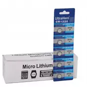OEM Litijeva Baterija CR1220 – 3V, Alkalna Tehnologija, O12 Mm X 2 Mm | Sklop 5 Kosov, Okolju Prijazna