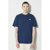 Pamucna majica New Balance Small Logo za muškarce, boja: tamno plava, s aplikacijom, MT41509NNY