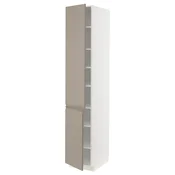 METOD Visoki element s policama/2 vrata, bela/Upplöv tamnobež, mat, 40x60x220 cm