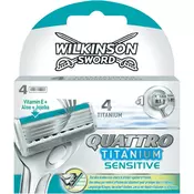 Wilkinson Sword Quattro Titanium Sensitive zamjenske britvice (With Aloe) 4 kom