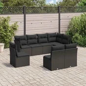 8-dijelni set vrtnih sofa od poliratana s jastucima crni Crna 62 x 62 x 69 cm