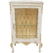 Casa Padrino baroque display cabinet white/cream/gold - Handmade solid wood showcase with rhinestones and marble top - Living room furniture in baroque style - Baroque furniture