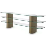 Casa Padrino luxury console brass 240 x 40 x H. 76 cm - Rectangular stainless steel console table with glass tops - Living room furniture - Luxury furniture - Luxury interiors - Furniture luxury