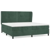 Vidaxl Box spring postelja z vzmetnico temno zelena 200x200 cm žamet