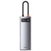 Hub 8in1 Baseus Metal Gleam Series, USB-C to 3x USB 3.0 + HDMI + USB-C PD + Ethernet RJ45 + microSD/SD (6953156204652)